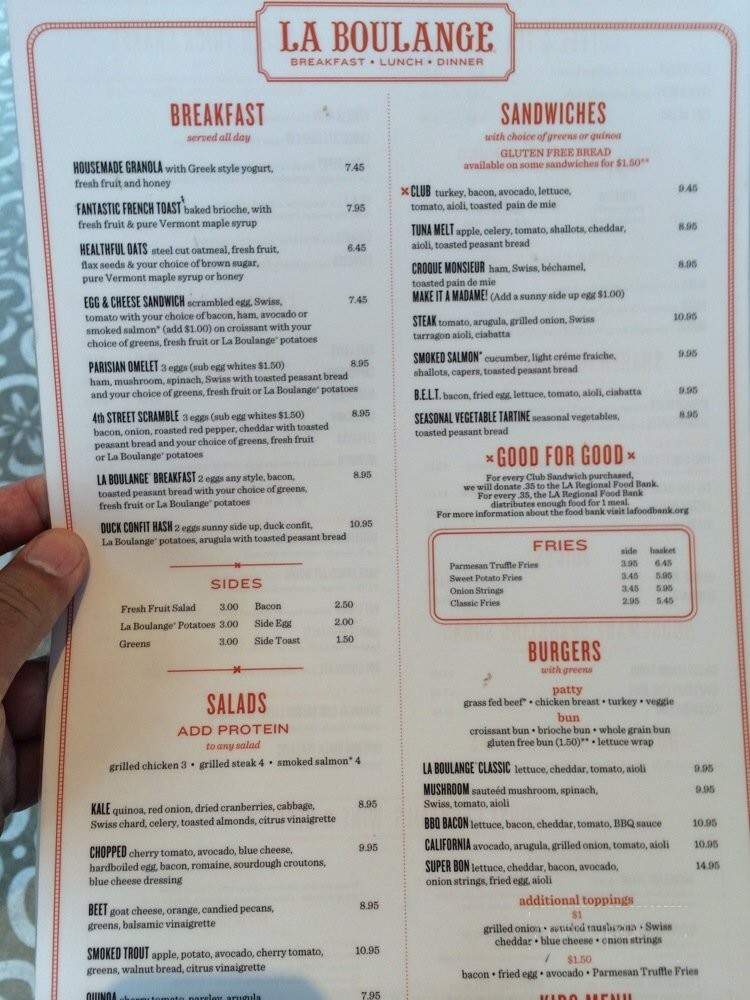 La Boulangerie - Los Angeles, CA menu_pic