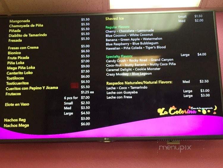 La Colorina - Vacaville, CA menu_pic
