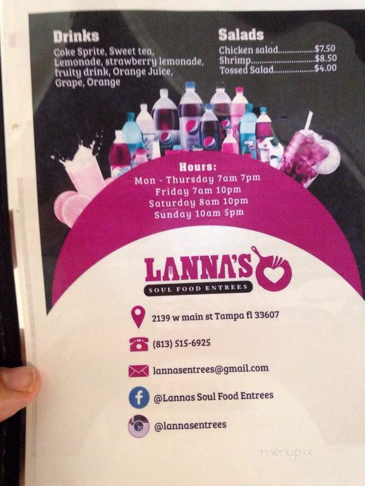 Lanna's Entree's - Tampa, FL menu_pic
