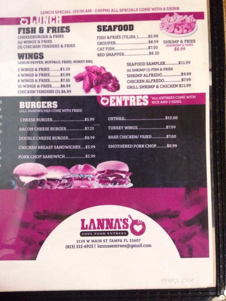 Lanna's Entree's - Tampa, FL menu_pic