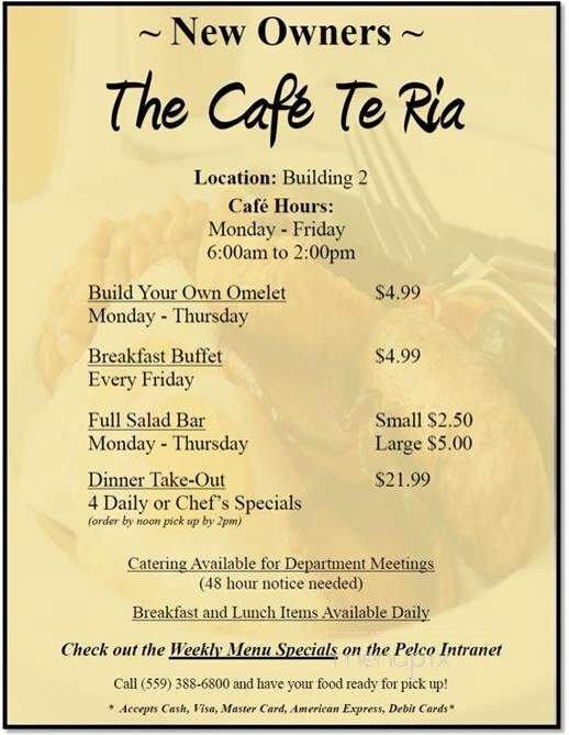 Le Cafe te Ria - Clovis, CA menu_pic