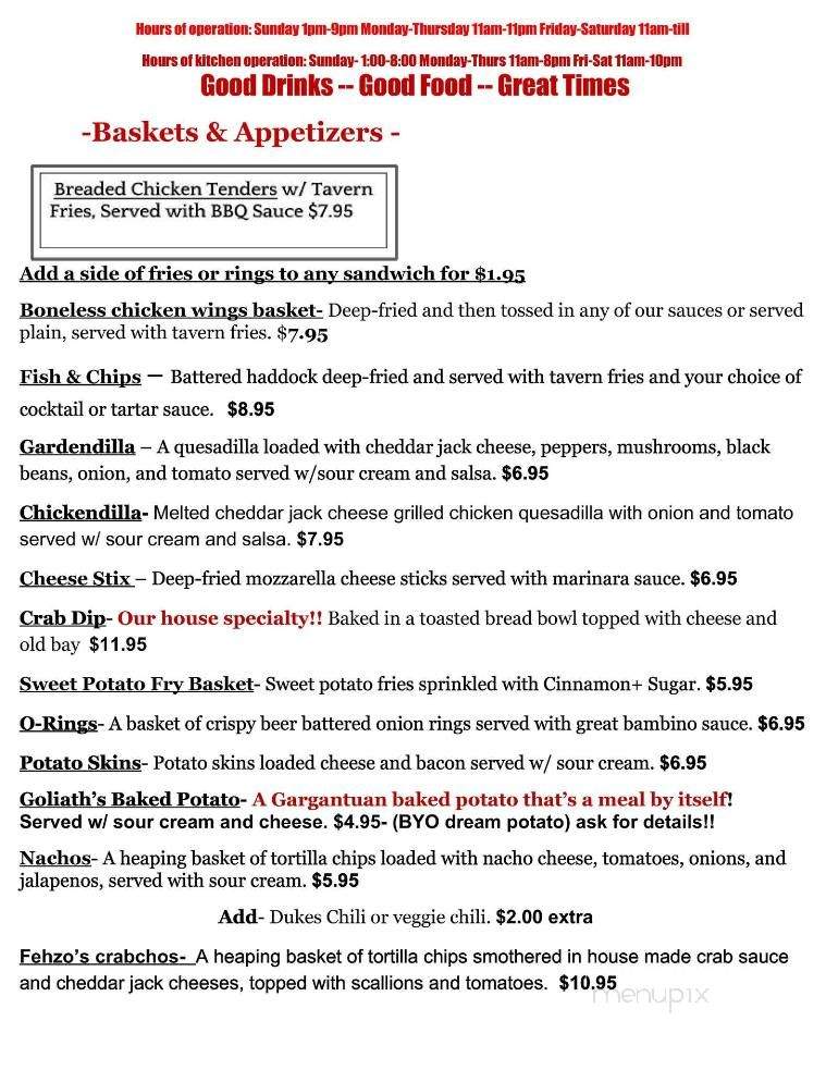 Legends Food & Drink - Hanover, PA menu_pic