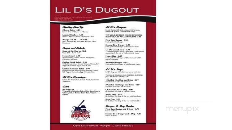 Lil D's Dugout - Florence, SC menu_pic