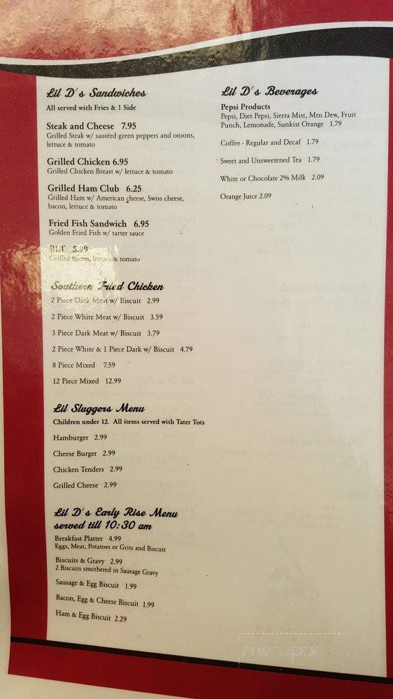 Lil D's Dugout - Florence, SC menu_pic