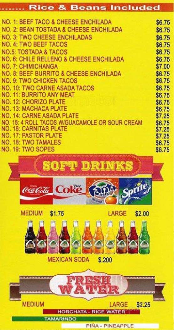 Los Juanito's Mexican Food - Burleson, TX menu_pic