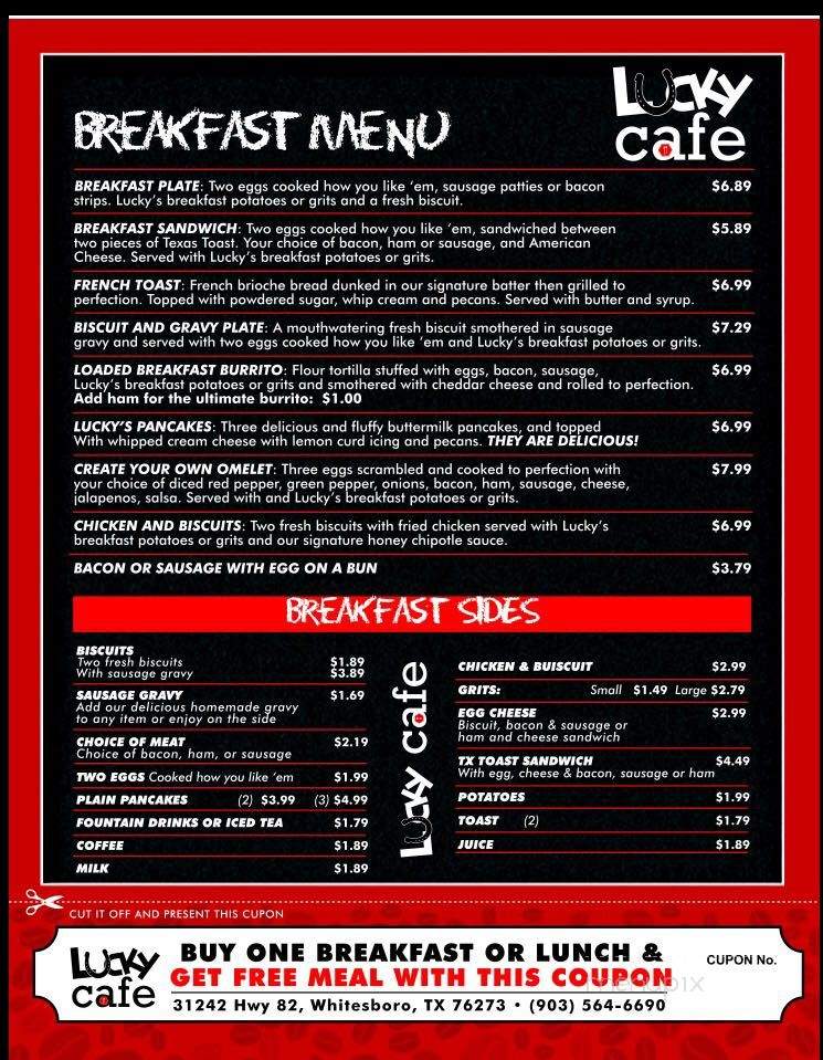 Lucky Cafe - Whitesboro, TX menu_pic