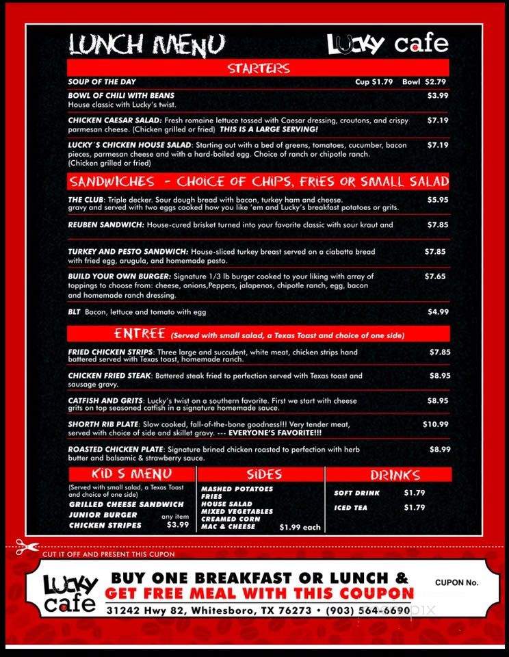 Lucky Cafe - Whitesboro, TX menu_pic