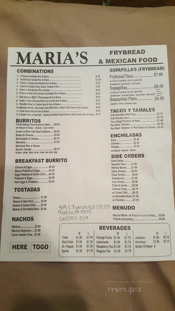 /26714008/Marias-Frybread-and-Mexican-Food-Menu-Phoenix-AZ - Phoenix, AZ