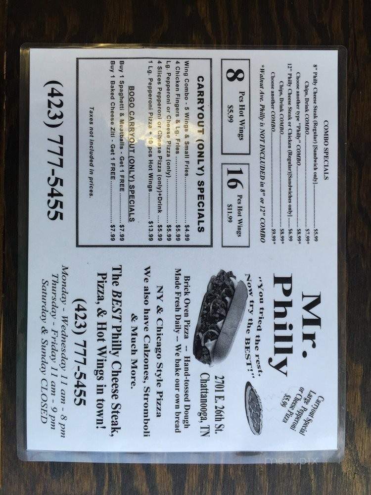 Mr Philly - Chattanooga, TN menu_pic
