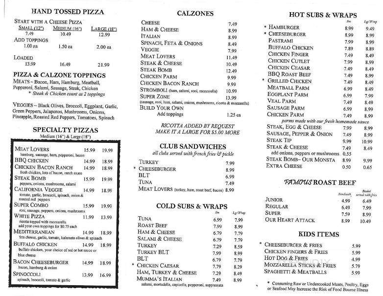 Mumma Christy's Pizza Subs & More - Ossipee, NH menu_pic