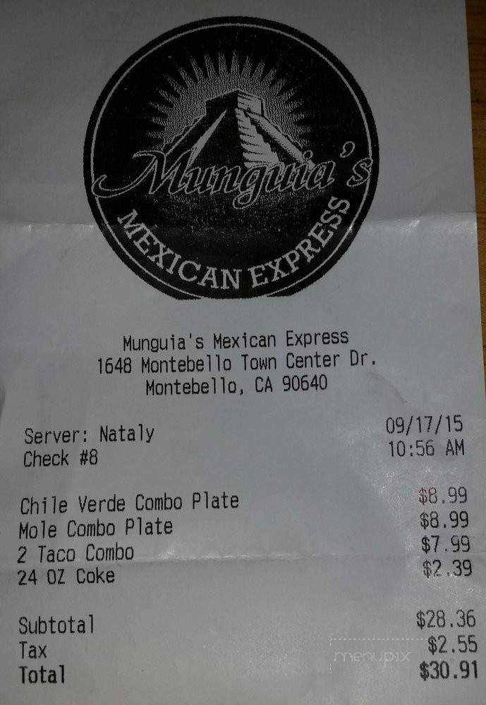 Munguia's Mexican Express - Montebello, CA menu_pic