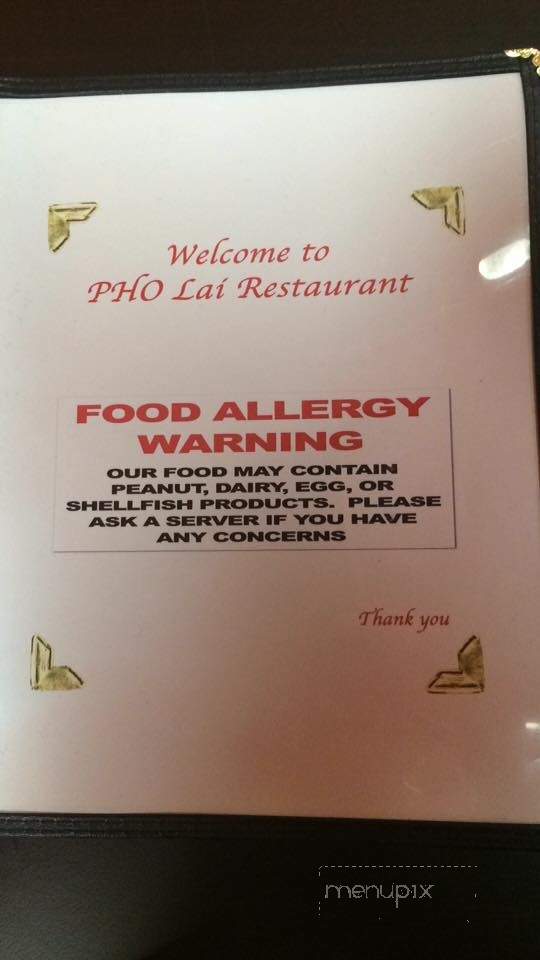 Pho Lai Restaurant - Greenwood, IN menu_pic
