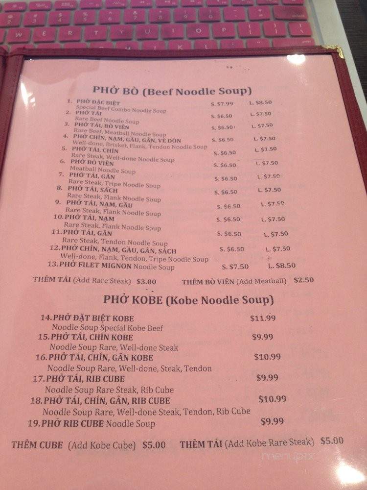 Pho Phuoc Loc - Westminster Orange, CA menu_pic