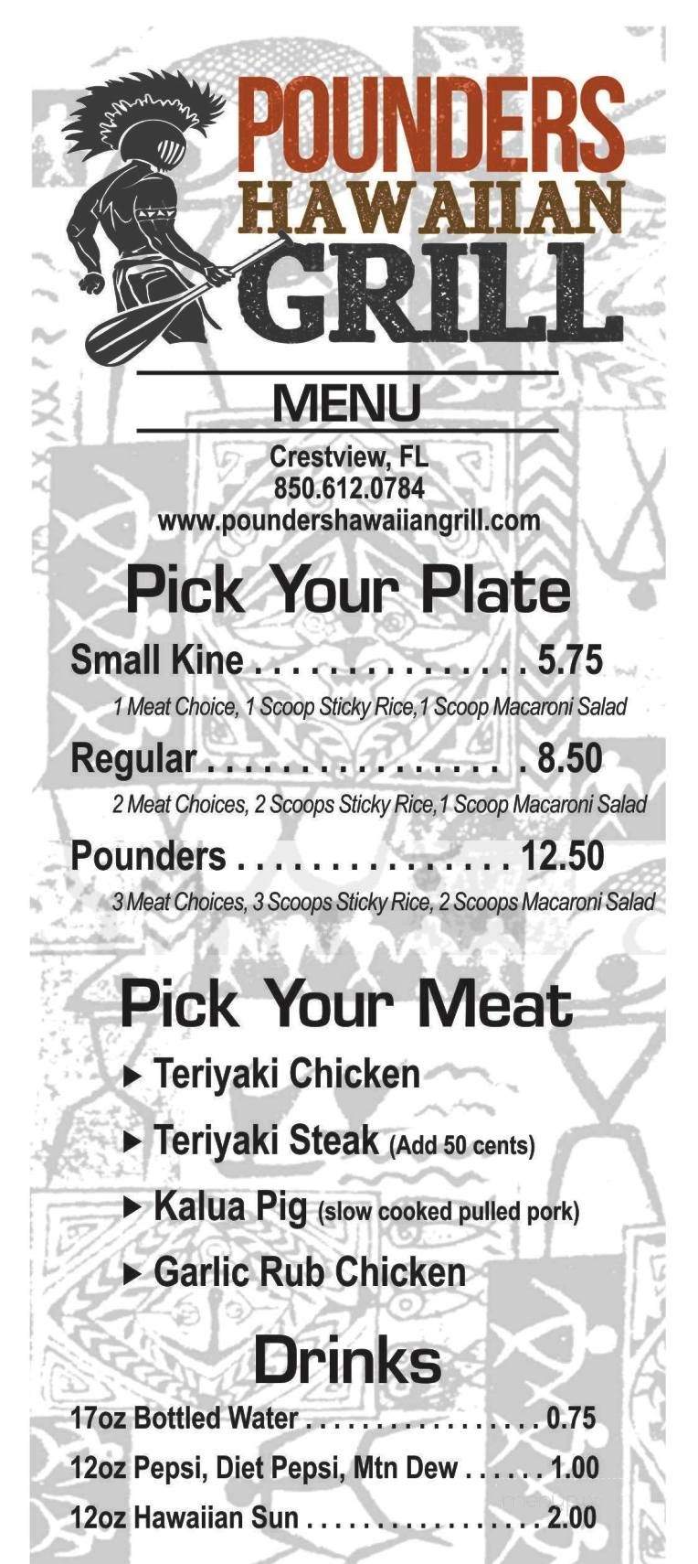 Pounders Hawaiian Grill - Crestview, FL menu_pic