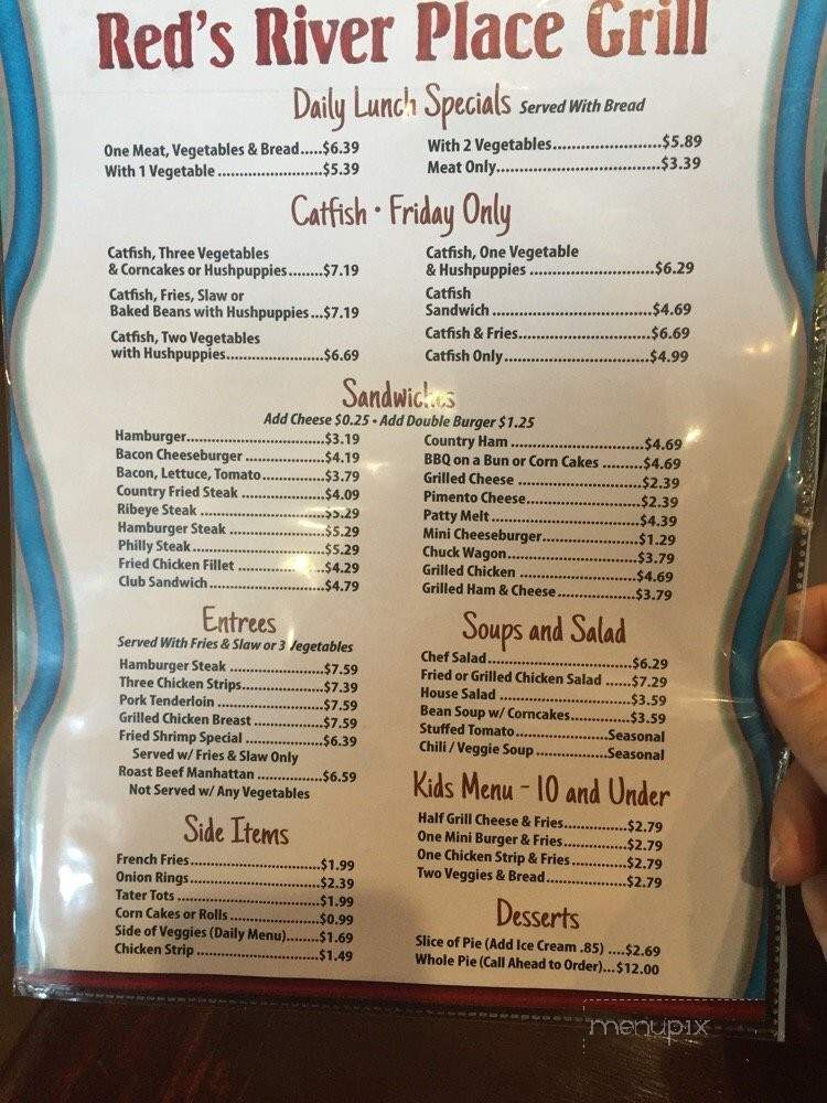 Red's River Place Grill - Bowling Green, KY menu_pic