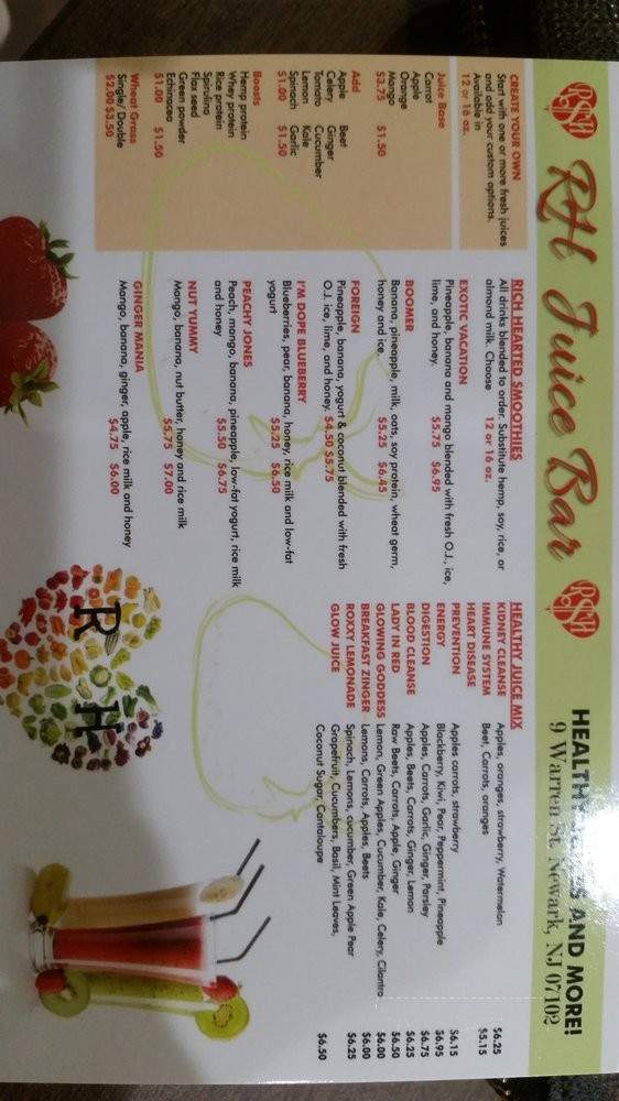 RH Juice Bar - Newark, NJ menu_pic