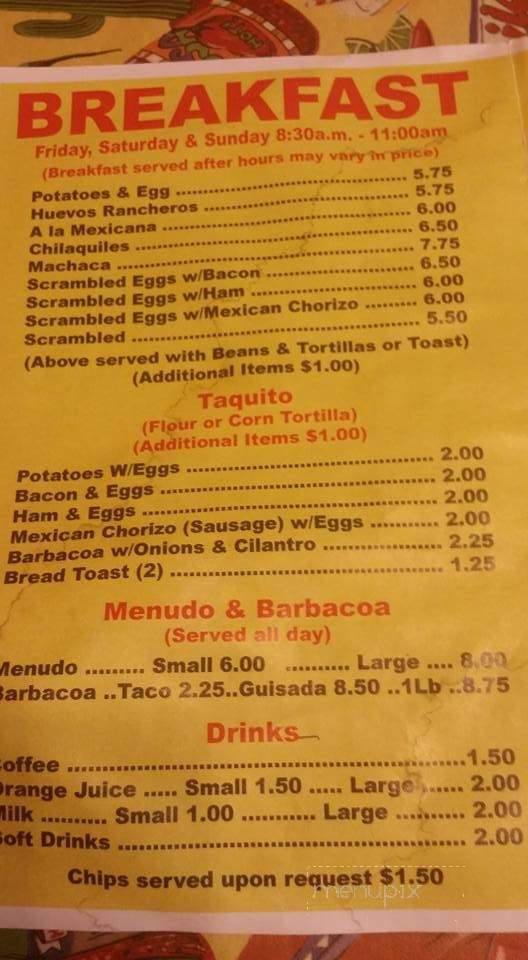 Salazar Mexican Restaurante - Humble, TX menu_pic