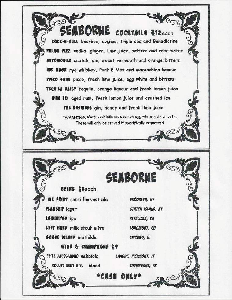 Seaborne - Brooklyn, NY menu_pic