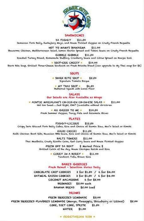 Shark Bite Cafe - Wailuku, HI menu_pic