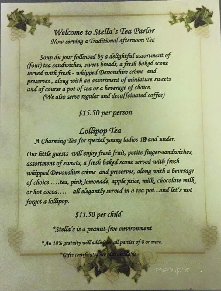 Stella's Tea Parlor - Warminster, PA menu_pic
