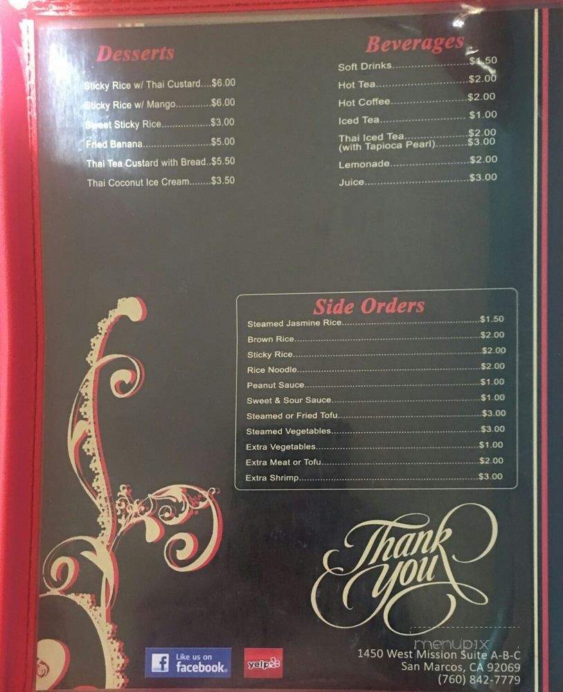 Sue Thai Om - San Marcos, CA menu_pic