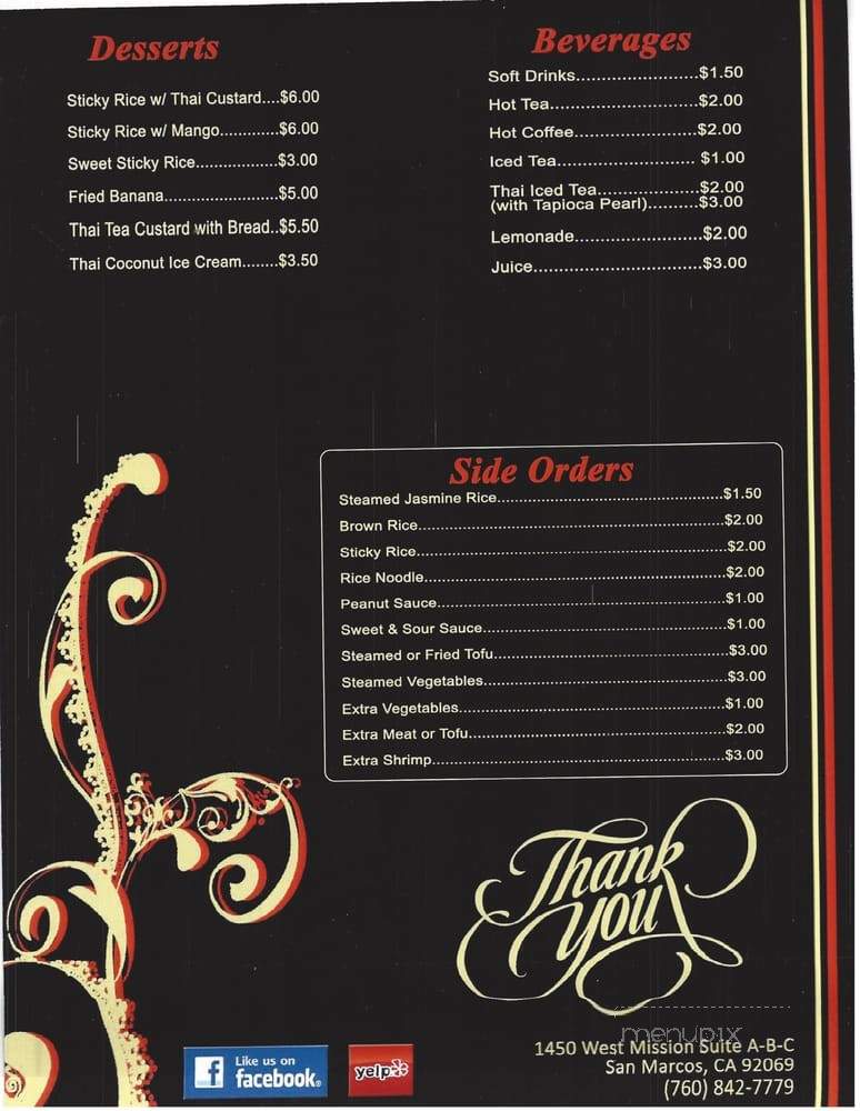 Sue Thai Om - San Marcos, CA menu_pic