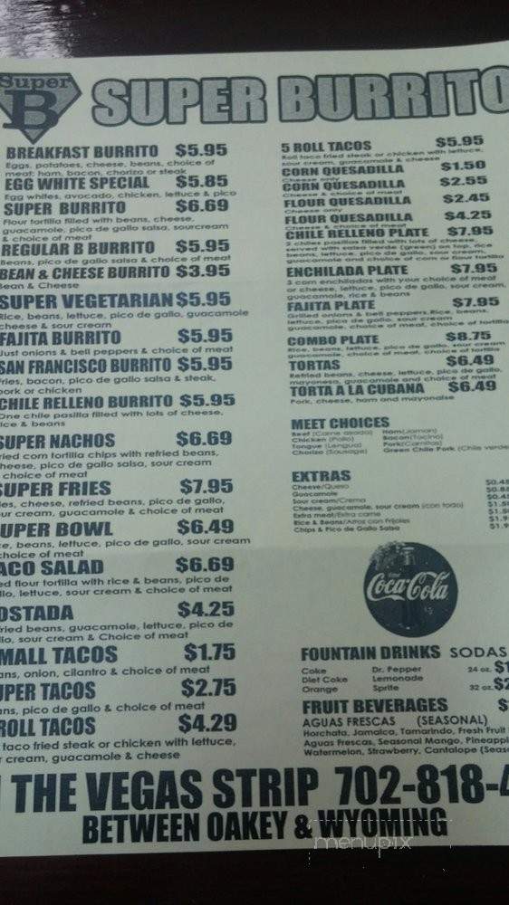 Super Burrito - Las Vegas, NV menu_pic