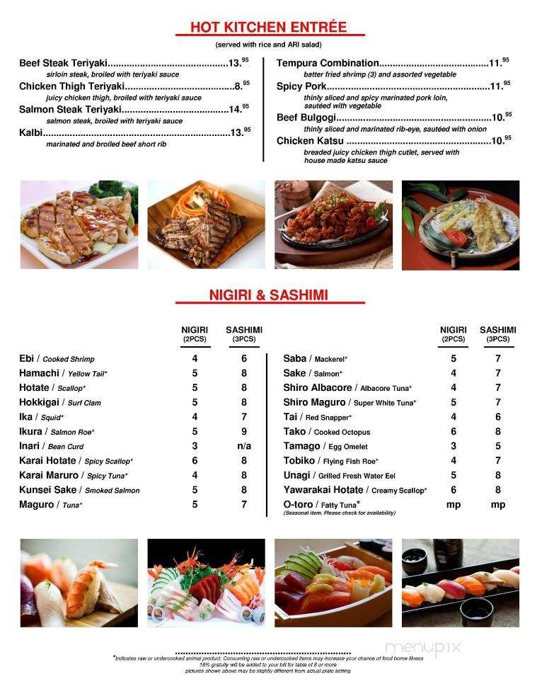 Sushi Ari - Puyallup, WA menu_pic
