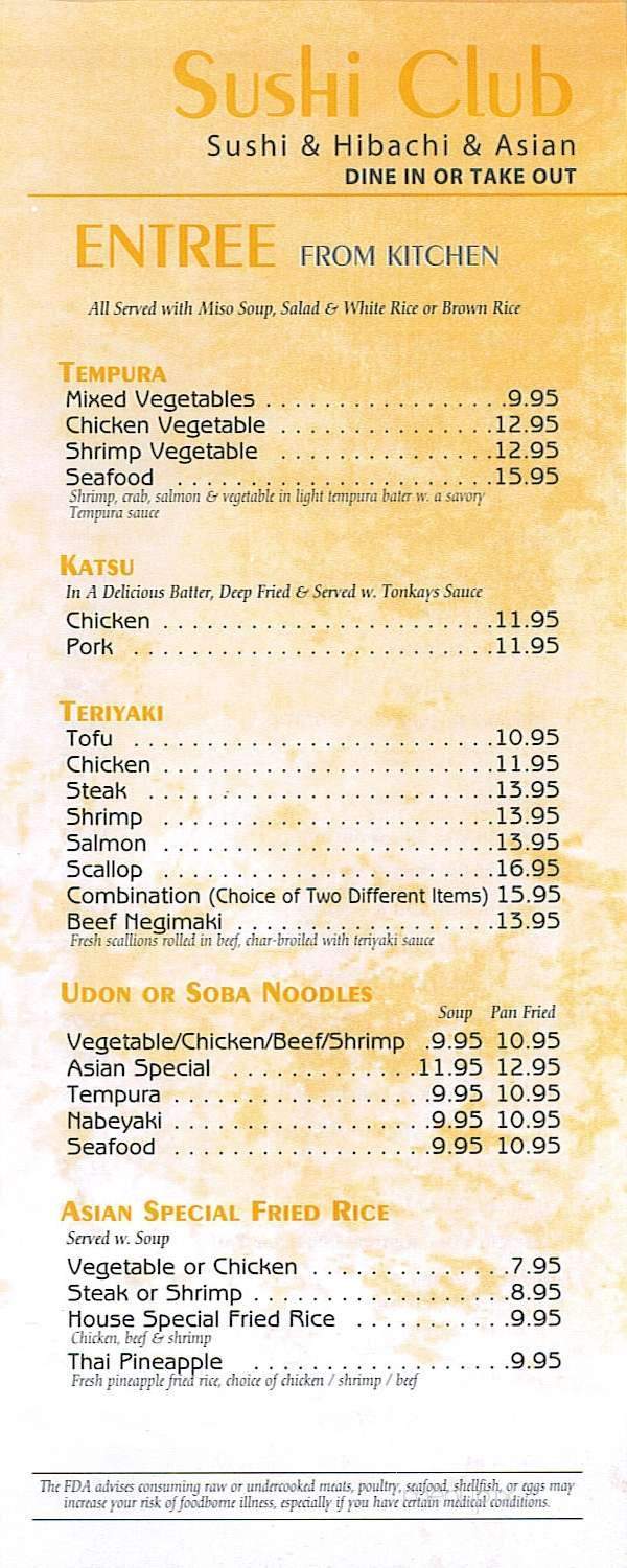 Sushi Club - Indianapolis, IN menu_pic