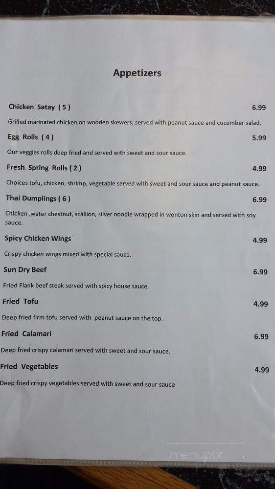 Thai Restaurant and Noodle - Hanover, VA menu_pic