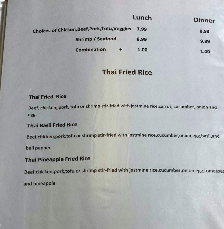 Thai Restaurant and Noodle - Hanover, VA menu_pic