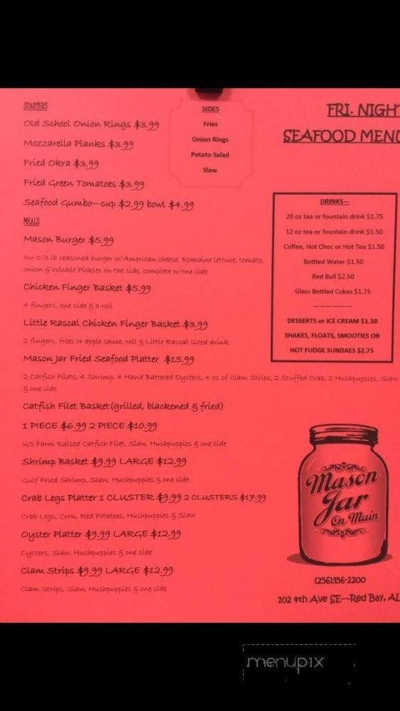 The Mason Jar - Red Bay, AL menu_pic