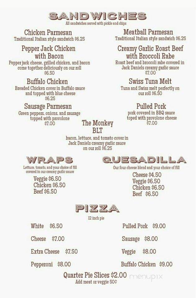 The Monkey Club - Philadelphia, PA menu_pic
