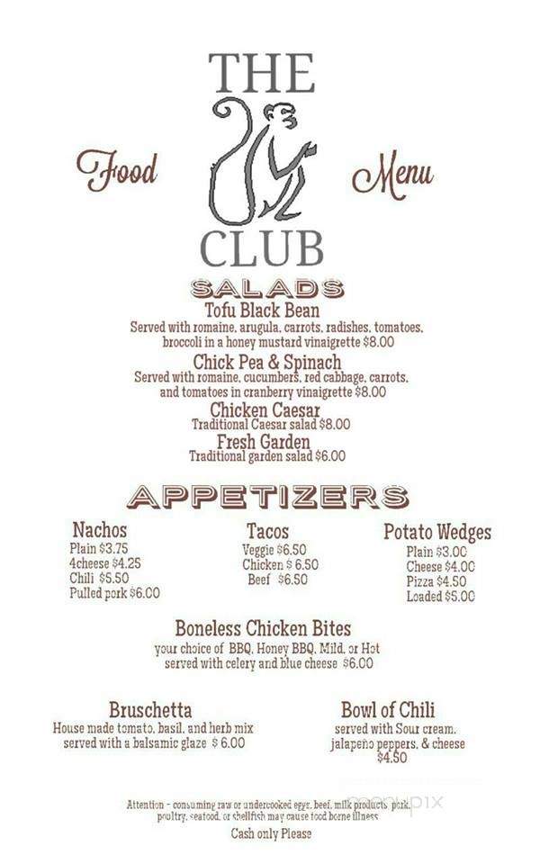The Monkey Club - Philadelphia, PA menu_pic