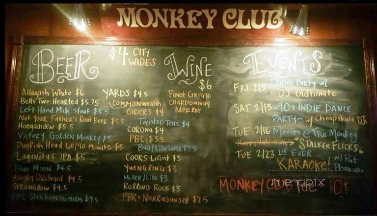 The Monkey Club - Philadelphia, PA menu_pic