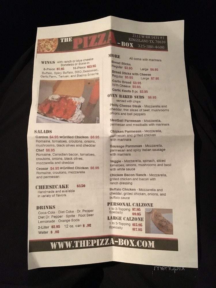 The Pizza-Box - Kingsland, TX menu_pic