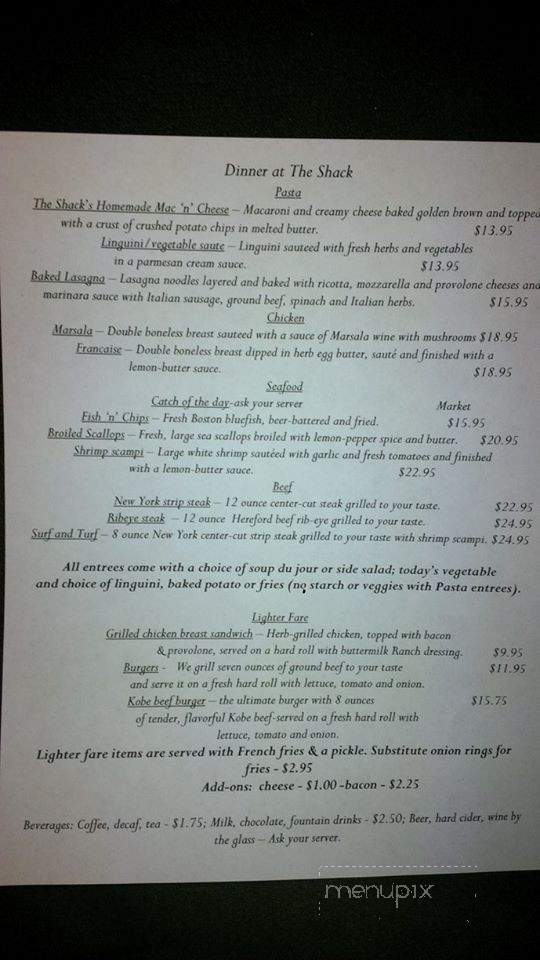 The Shack - Bolton Landing, NY menu_pic