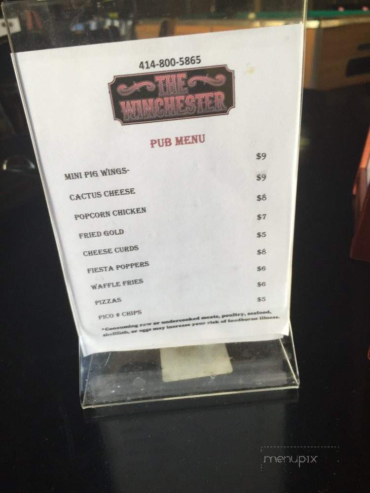 The Winchester - Milwaukee, WI menu_pic