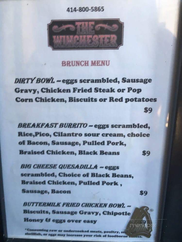 The Winchester - Milwaukee, WI menu_pic