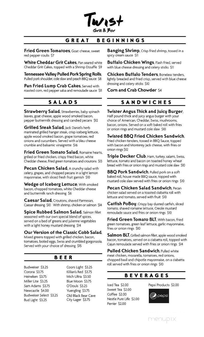 Twist Grill & Bar - Decatur, AL menu_pic