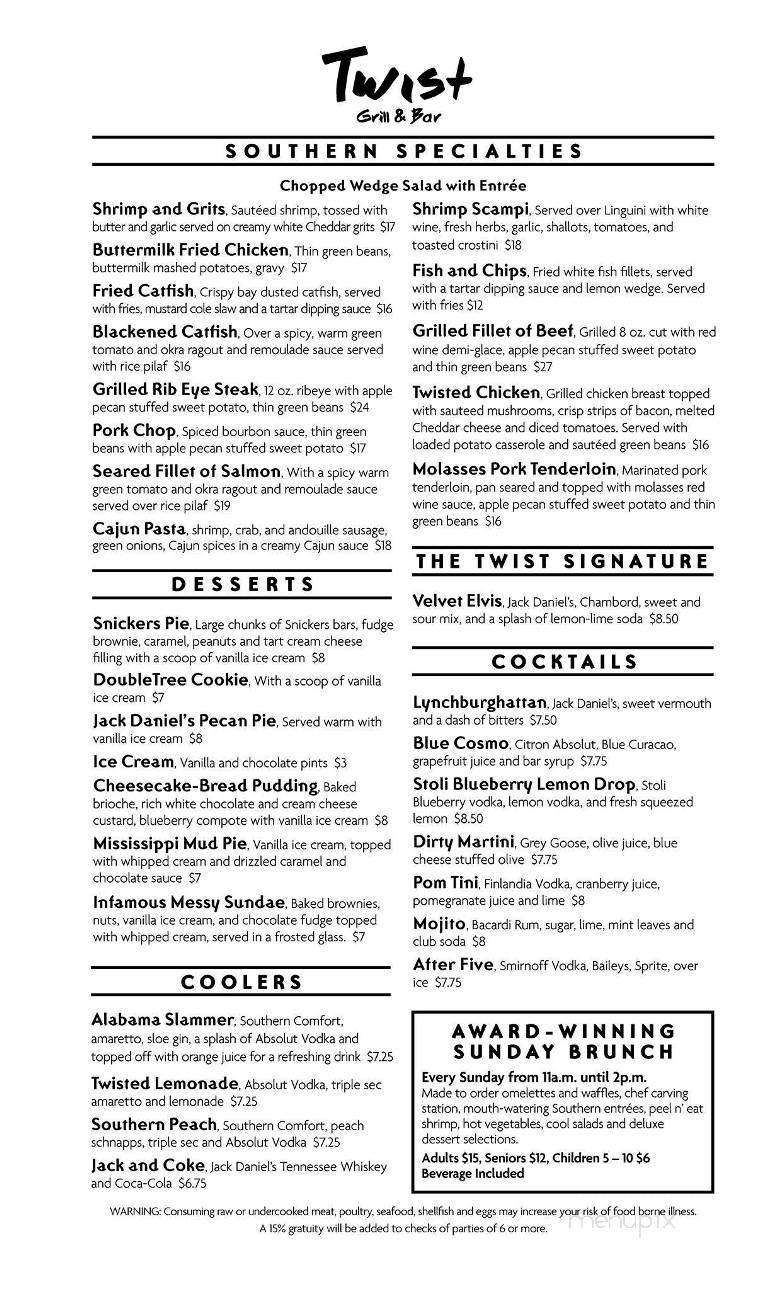 Twist Grill & Bar - Decatur, AL menu_pic