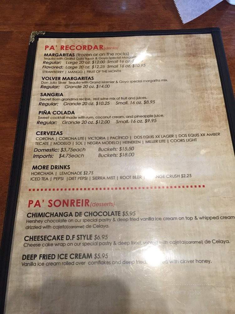Volver Mexican Cantina & Grill - Palos Hills, IL menu_pic