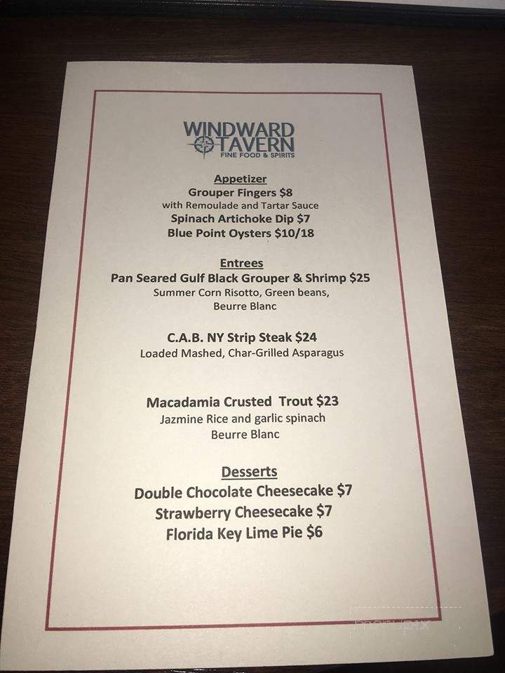 Windward Tavern - Alpharetta, GA menu_pic