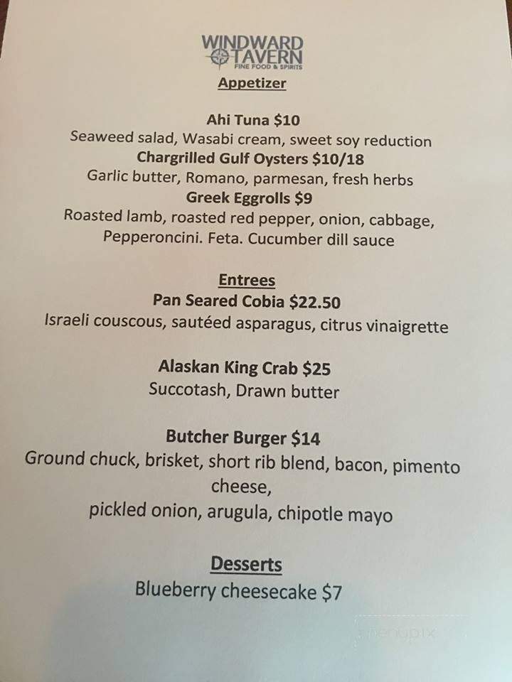 Windward Tavern - Alpharetta, GA menu_pic