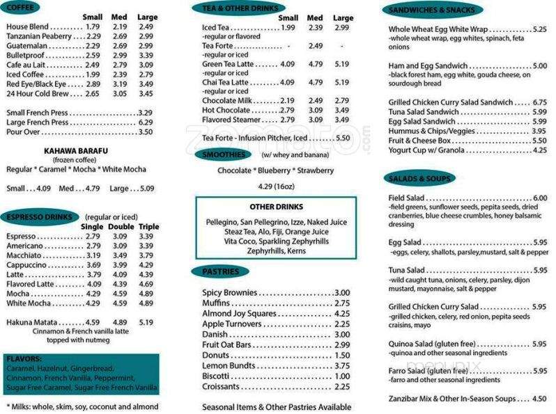 Zanzibar Coffee House - Longwood, FL menu_pic