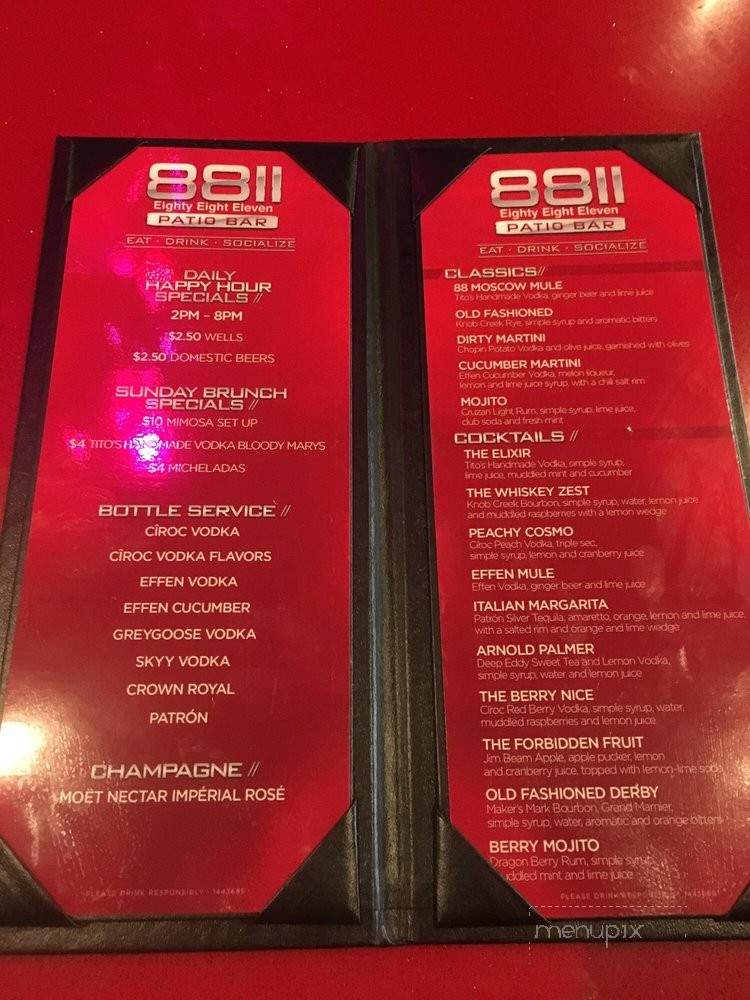 8811 Patio Bar - San Antonio, TX menu_pic