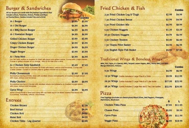 A1 Burger House - Carrollton, TX menu_pic