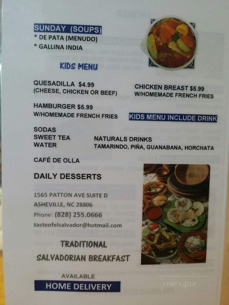 A Taste of El Salvador - Asheville, NC menu_pic
