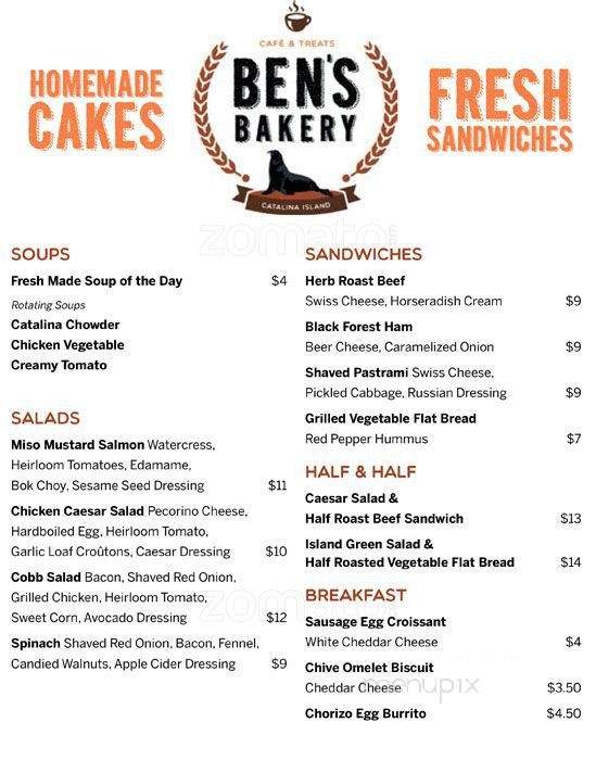 Ben's Bakery - Avalon, CA menu_pic