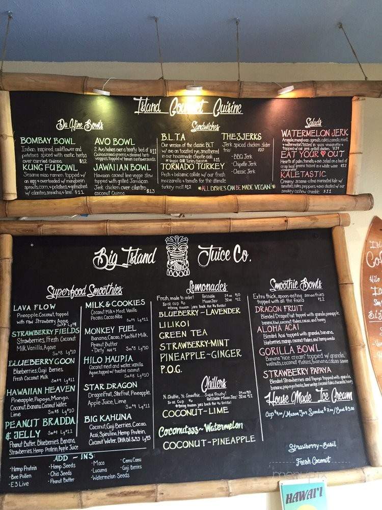 Big Island Juice Co - Hilo, HI menu_pic